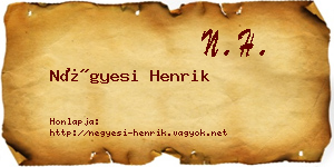 Négyesi Henrik névjegykártya